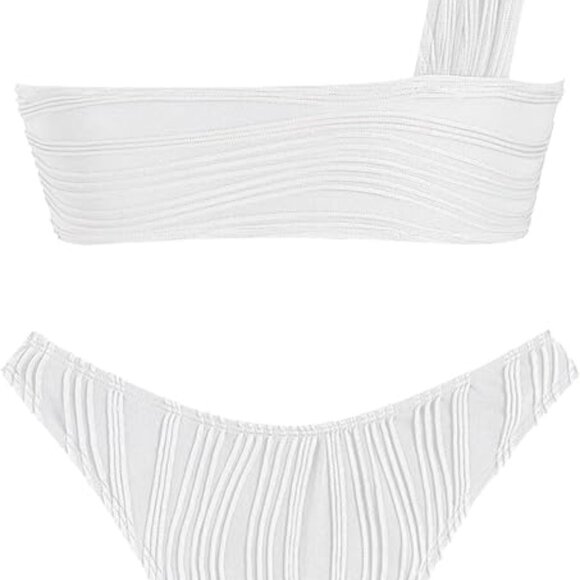 White One-Shoulder Textured Bikini Set | NWT - Picture 5 of 7